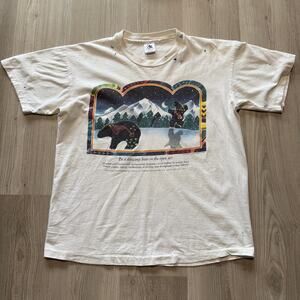 Vintage 1993 Jim Morris Be a Dancing Bear in the open Air Art Nature Shirt Sz L